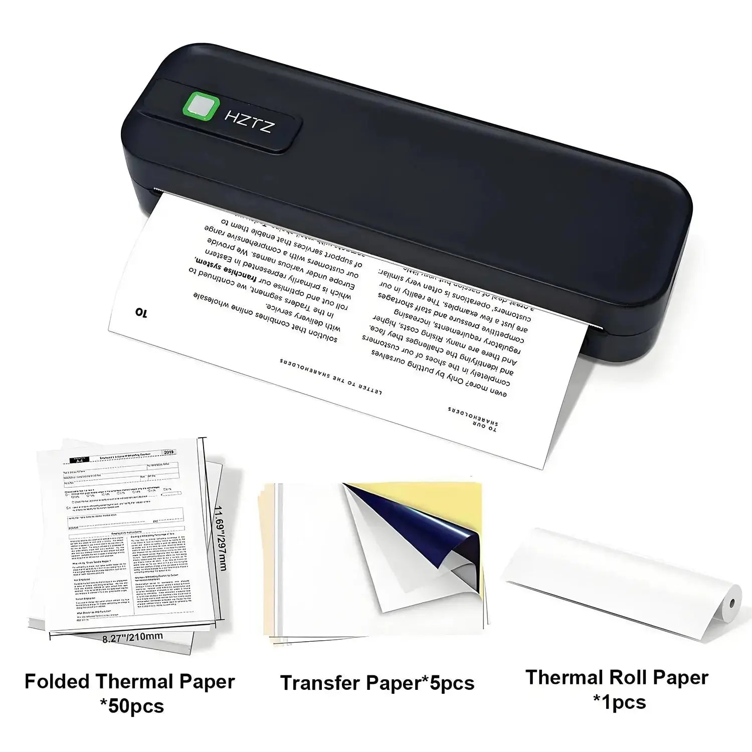 Imprimante Portable sans fil pour voyage, imprimante thermique sans encre, petite imprimante compacte, Support papier pliant/roulage/papier de tatouage My.Magzi