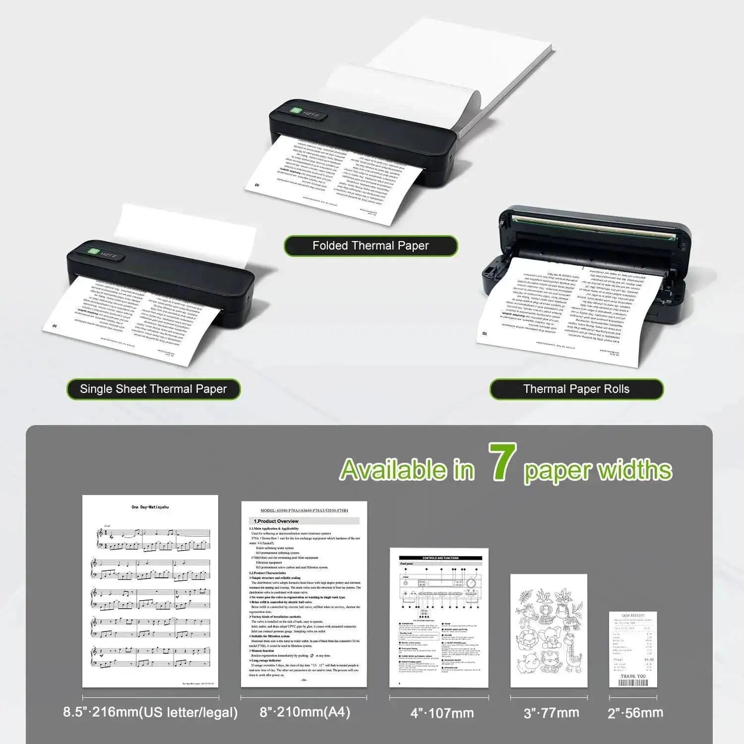 Imprimante Portable sans fil pour voyage, imprimante thermique sans encre, petite imprimante compacte, Support papier pliant/roulage/papier de tatouage My.Magzi