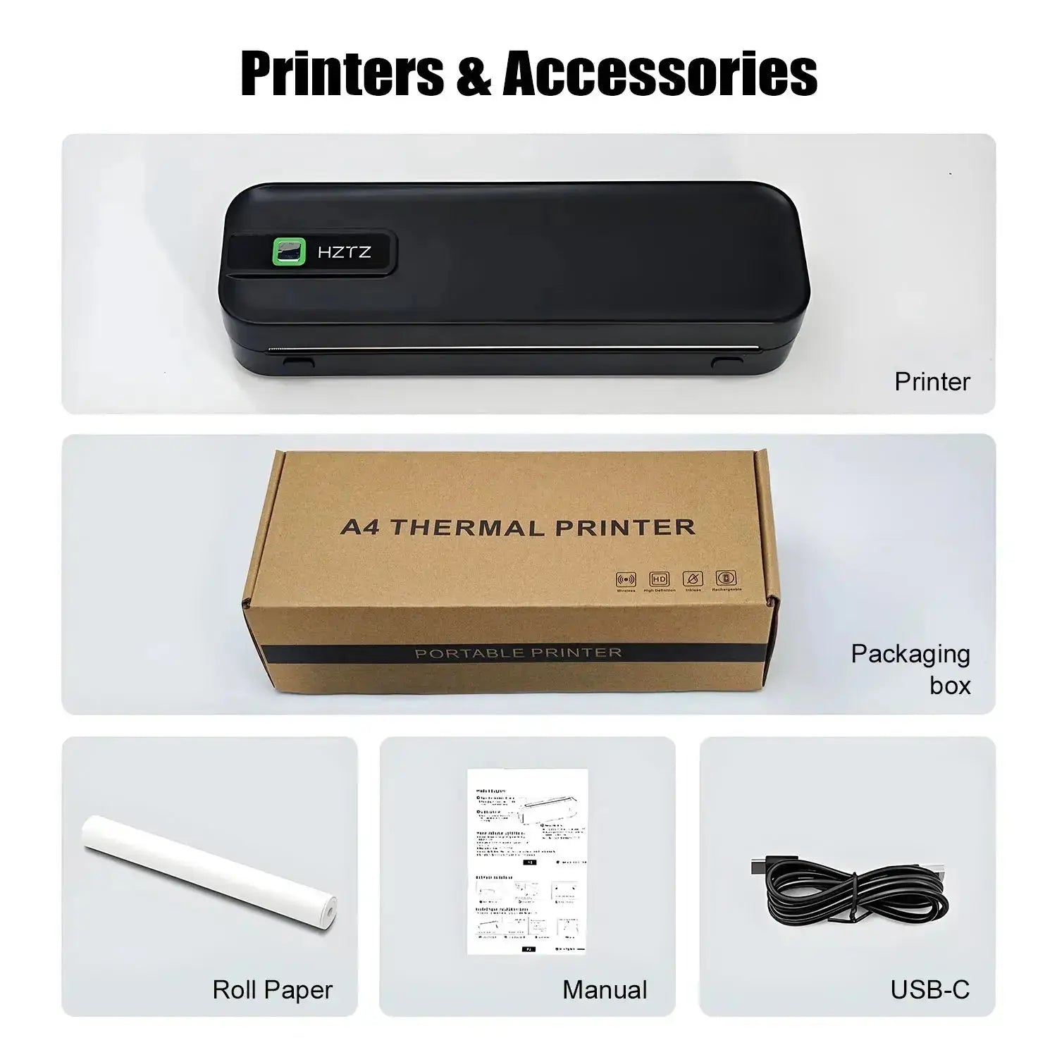 Imprimante Portable sans fil pour voyage, imprimante thermique sans encre, petite imprimante compacte, Support papier pliant/roulage/papier de tatouage My.Magzi