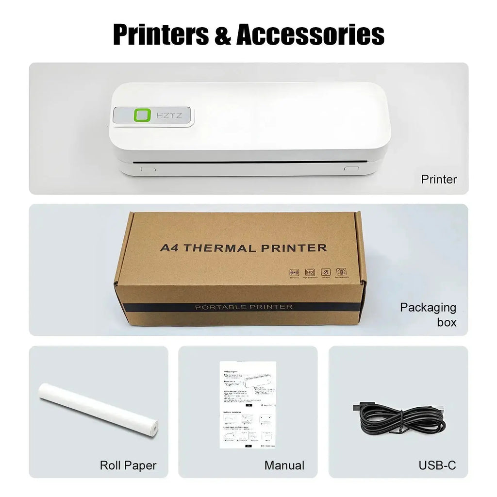 Imprimante Portable sans fil pour voyage, imprimante thermique sans encre, petite imprimante compacte, Support papier pliant/roulage/papier de tatouage My.Magzi