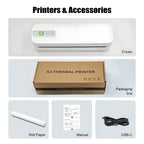 Imprimante Portable sans fil pour voyage, imprimante thermique sans encre, petite imprimante compacte, Support papier pliant/roulage/papier de tatouage My.Magzi