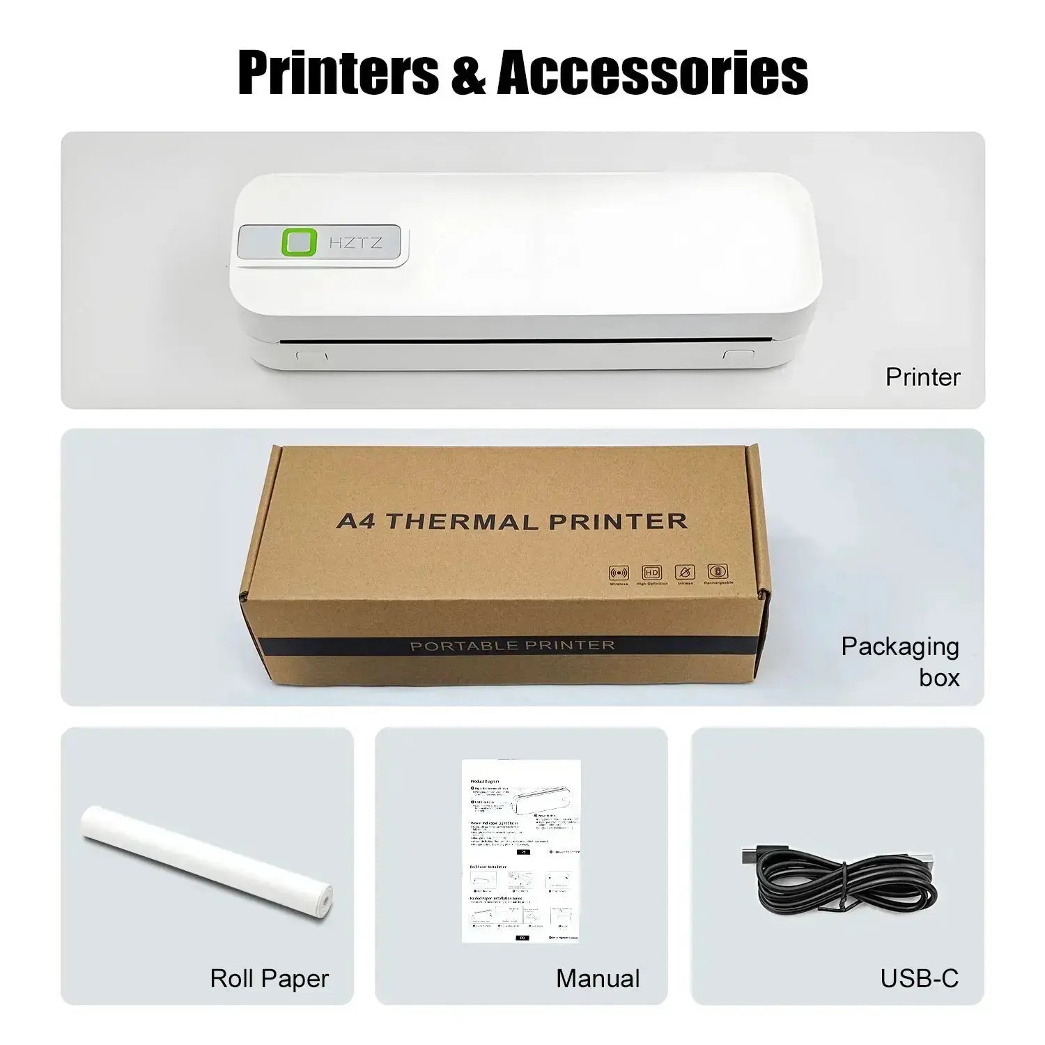 Imprimante Portable sans fil pour voyage, imprimante thermique sans encre, petite imprimante compacte, Support papier pliant/roulage/papier de tatouage My.Magzi