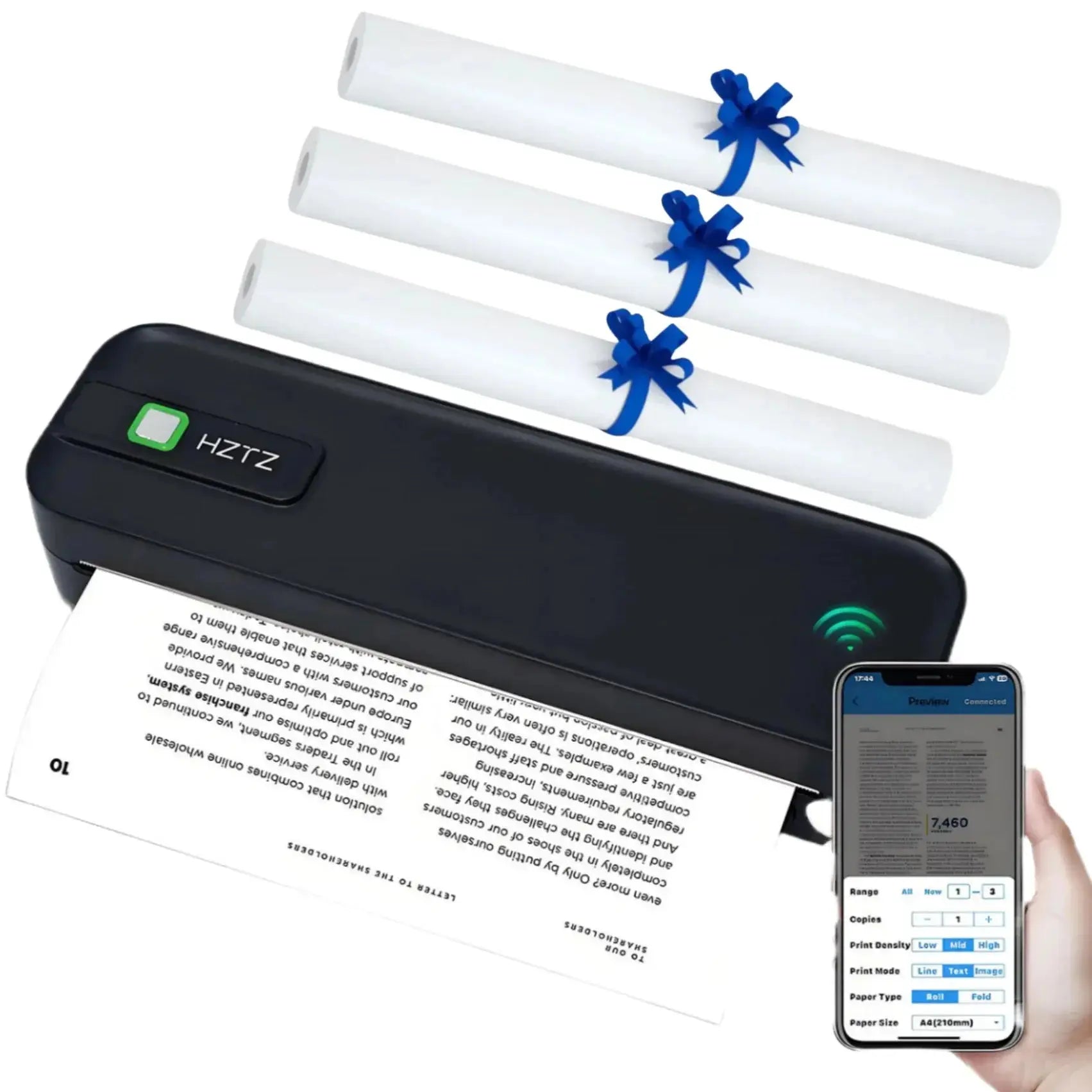 Imprimante Portable sans fil pour voyage, imprimante thermique sans encre, petite imprimante compacte, Support papier pliant/roulage/papier de tatouage My.Magzi