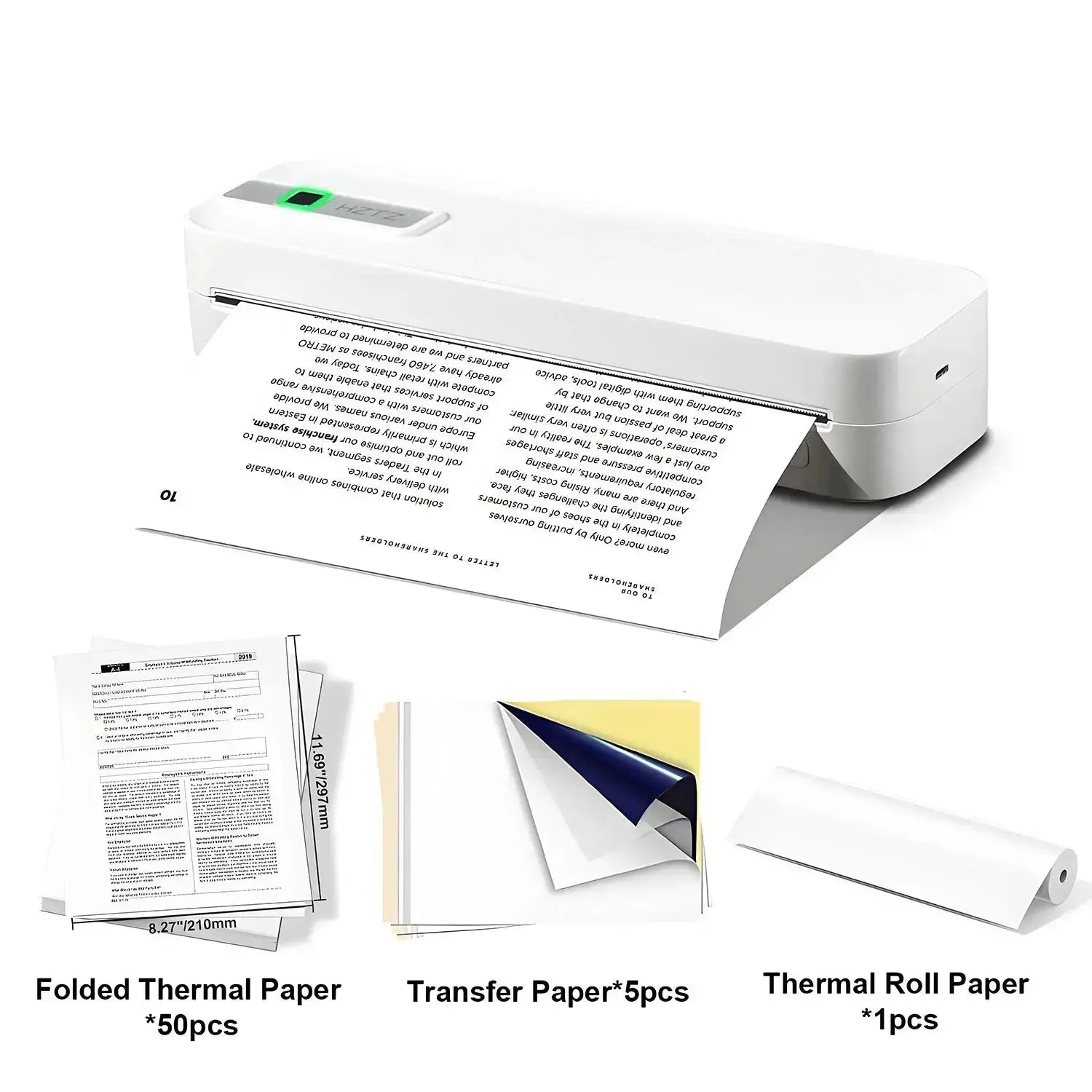 Imprimante Portable sans fil pour voyage, imprimante thermique sans encre, petite imprimante compacte, Support papier pliant/roulage/papier de tatouage My.Magzi