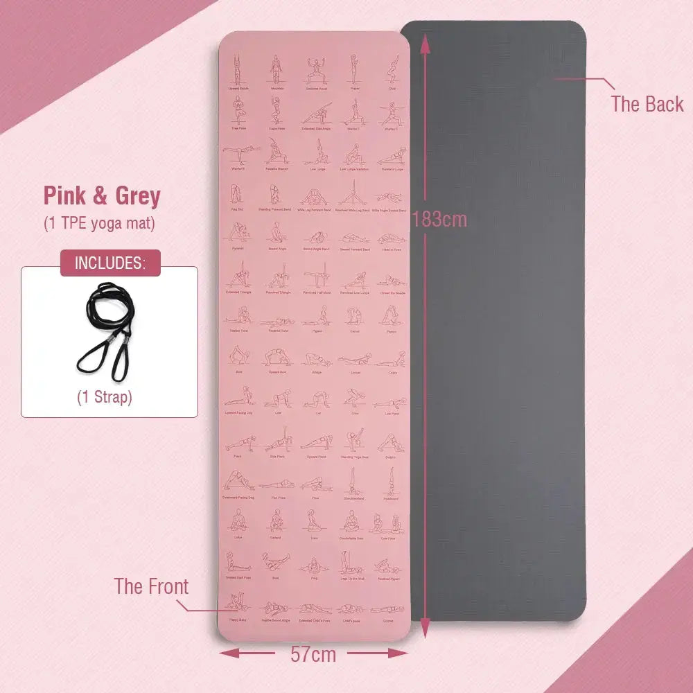 Tapis de Yoga TPE 183 cm * 57 cm tapis de sport antidérapant écologique pour l'exercice Yoga et Pilates tapis de gymnastique équipement de Fitness My.Magzi