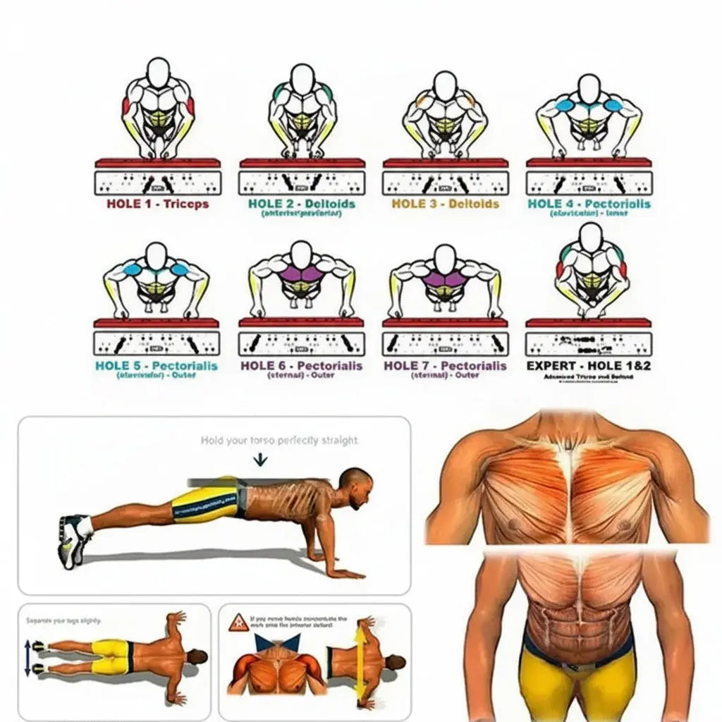 Ensemble de planches de poussée multifonctions portables, avec poignées, équipement de Fitness pliable pour la poitrine, l'abdomen, les bras et l'entraînement du dos My.Magzi