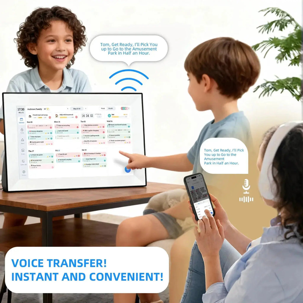 Cadre Photo numérique avec écran tactile de 10.1 pouces, organisateur intelligent, rotation automatique des horloges familiales, cadeau, fonction vocale avec application My.Magzi