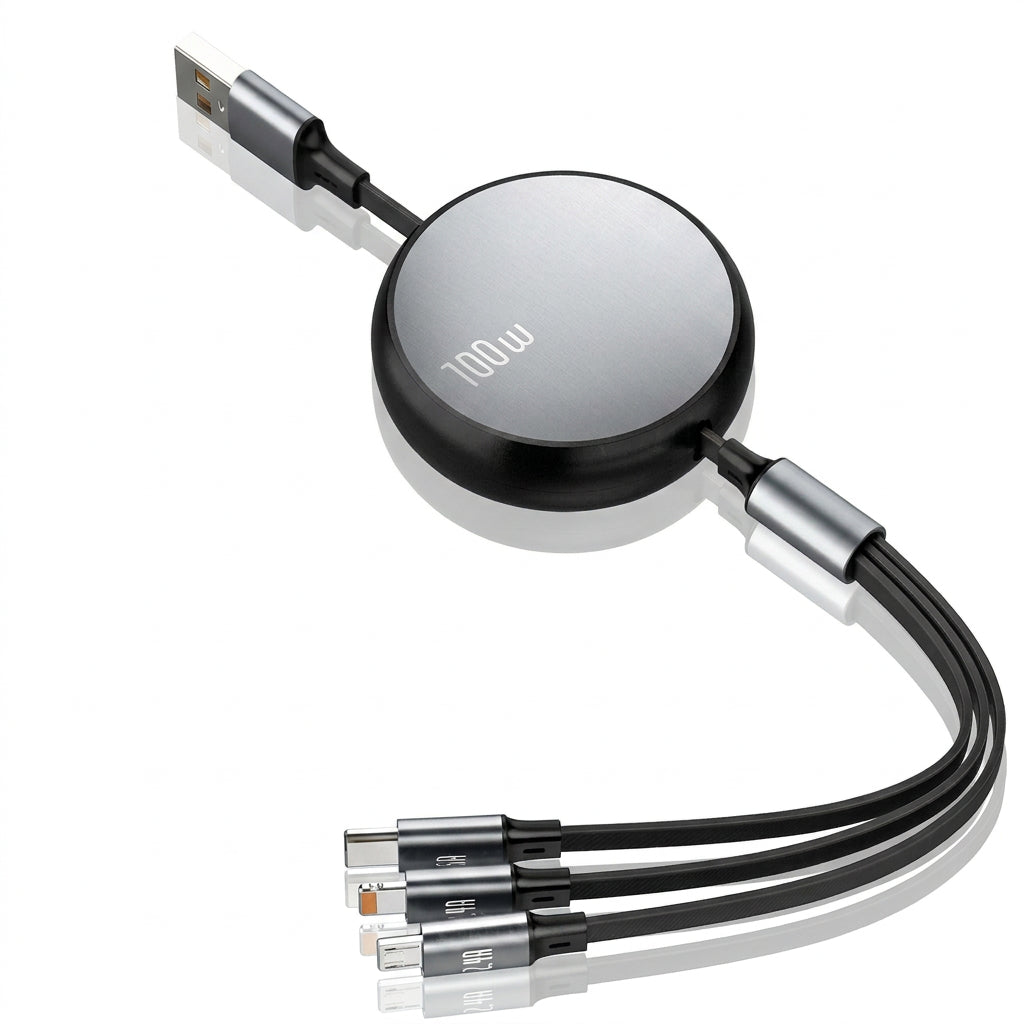 Câble USB rapide 3 en 1 6A 100W pour Huawei/Honor, câble de chargeur Portable rétractable 3 en 1 Micro USB Type C pour iPhone Samsung My.Magzi
