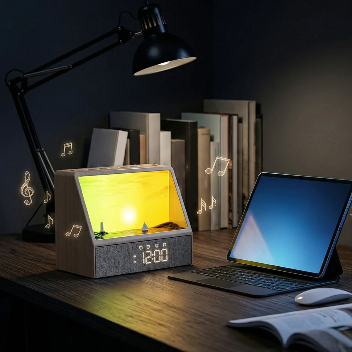 Aube by Magzi, lumière d'ambiance sur une table de chevet