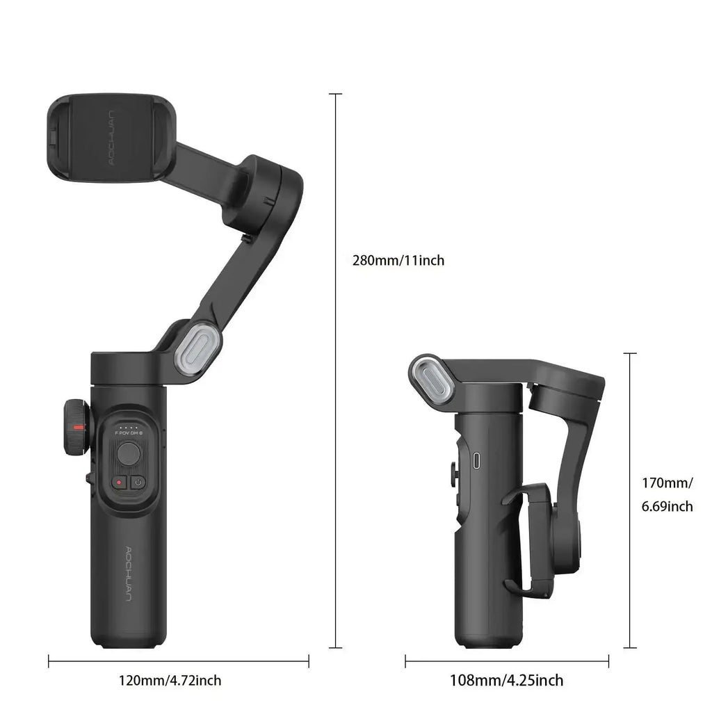 AOCHUAN stabilisateur de cardan portatif 3 axes pour Smartphone avec lumière de remplissage pour iPhone Android suivi du visage Vlog Smart XE My.Magzi