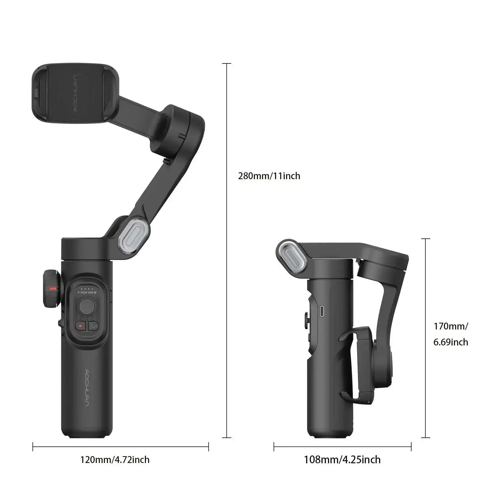 AOCHUAN stabilisateur de cardan portatif 3 axes pour Smartphone avec lumière de remplissage pour iPhone Android suivi du visage Vlog Smart XE My.Magzi