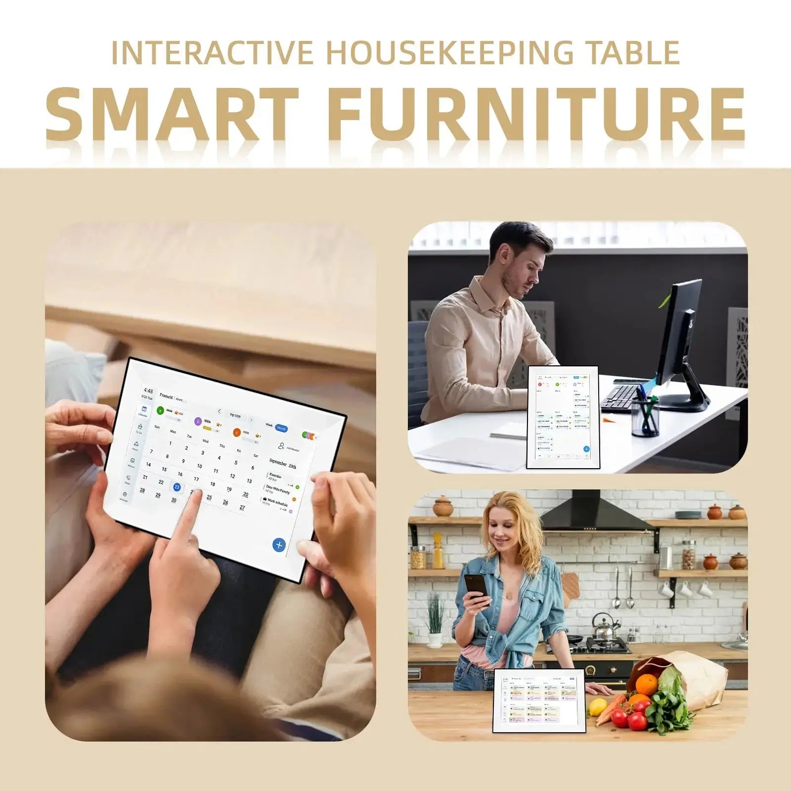 Cadre Photo numérique avec écran tactile de 10.1 pouces, organisateur intelligent, rotation automatique des horloges familiales, cadeau, fonction vocale avec application My.Magzi