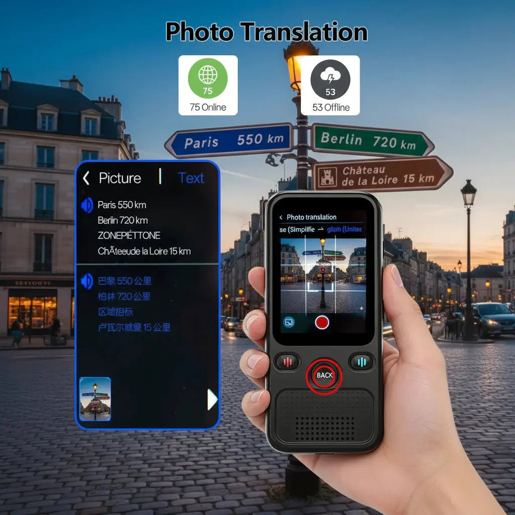MSAI T20 160 traducteur de langues avec caméra Audio vocal en temps réel Photo dispositif de traduction hors ligne en ligne Assistant de voyage My.Magzi