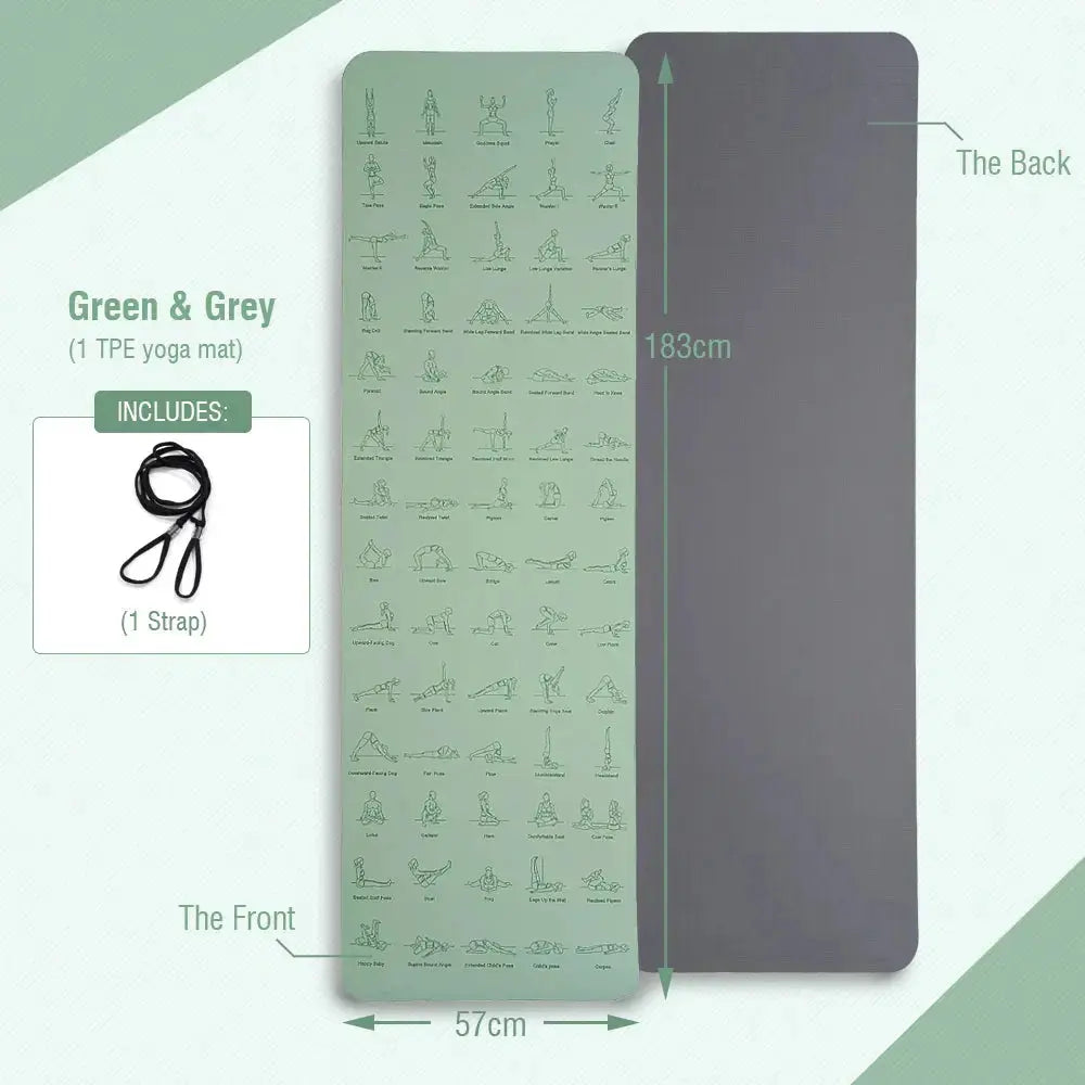Tapis de Yoga TPE 183 cm * 57 cm tapis de sport antidérapant écologique pour l'exercice Yoga et Pilates tapis de gymnastique équipement de Fitness My.Magzi