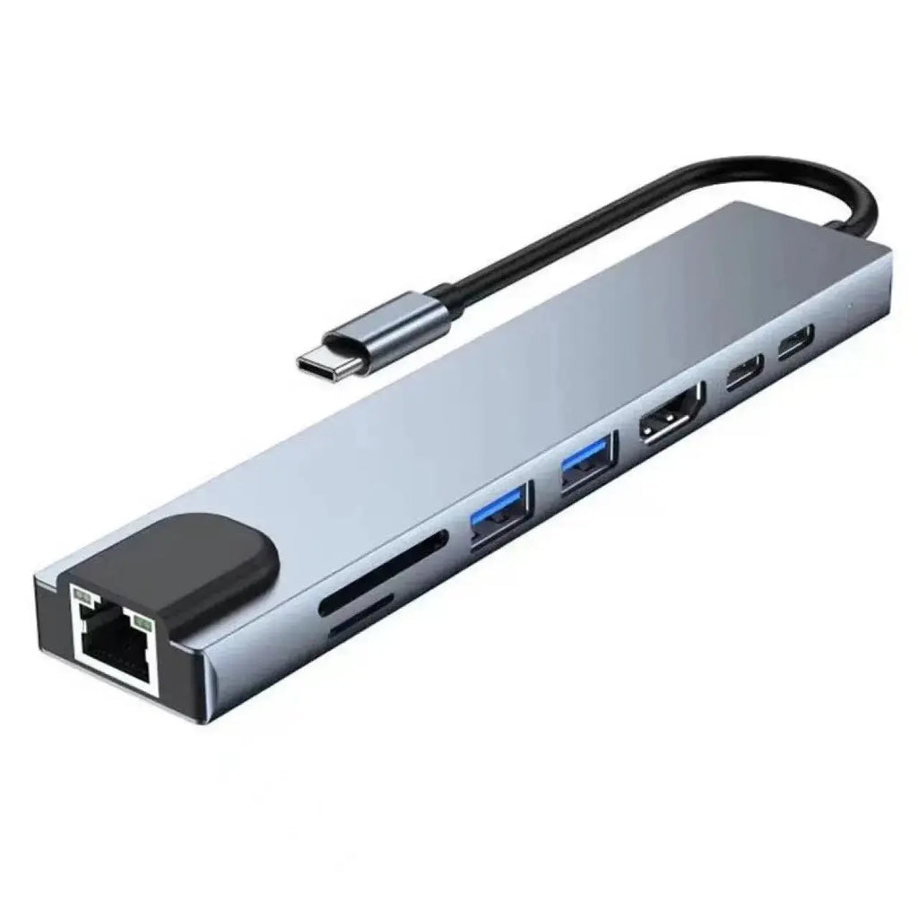Hub adaptateur USB 8 en 1 type-c 3.1 vers 4K HDTV avec lecteur de carte SD/TF/RJ45, prend en charge la charge rapide PD My.Magzi