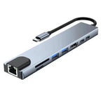 Hub adaptateur USB 8 en 1 type-c 3.1 vers 4K HDTV avec lecteur de carte SD/TF/RJ45, prend en charge la charge rapide PD My.Magzi
