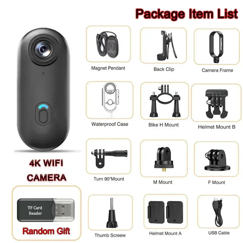 Caméras d'action sportives 4K Mini WiFi magnétiques POV, enregistreur vidéo de poche sans fil pour vlogging, casque, moto, vélo, étanche HD My.Magzi